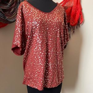 Clay colored sequined top